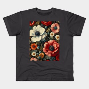 anemone and poppy flower pattern 1 Kids T-Shirt